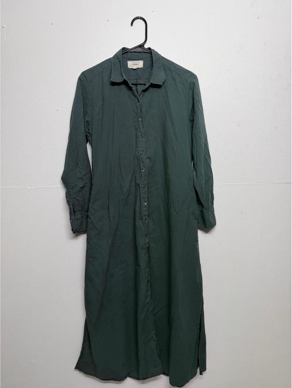 Women's XIRENA Sawgrass Green Cotton Maxi Shirtdress Size XS Made In USA